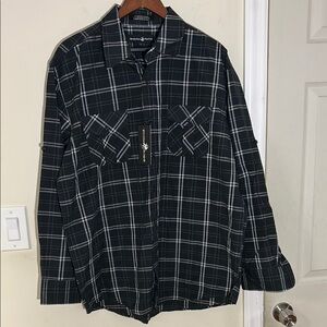 Beverly Hills Polo Club Black Checkered Long Sleeve Shirt NWT